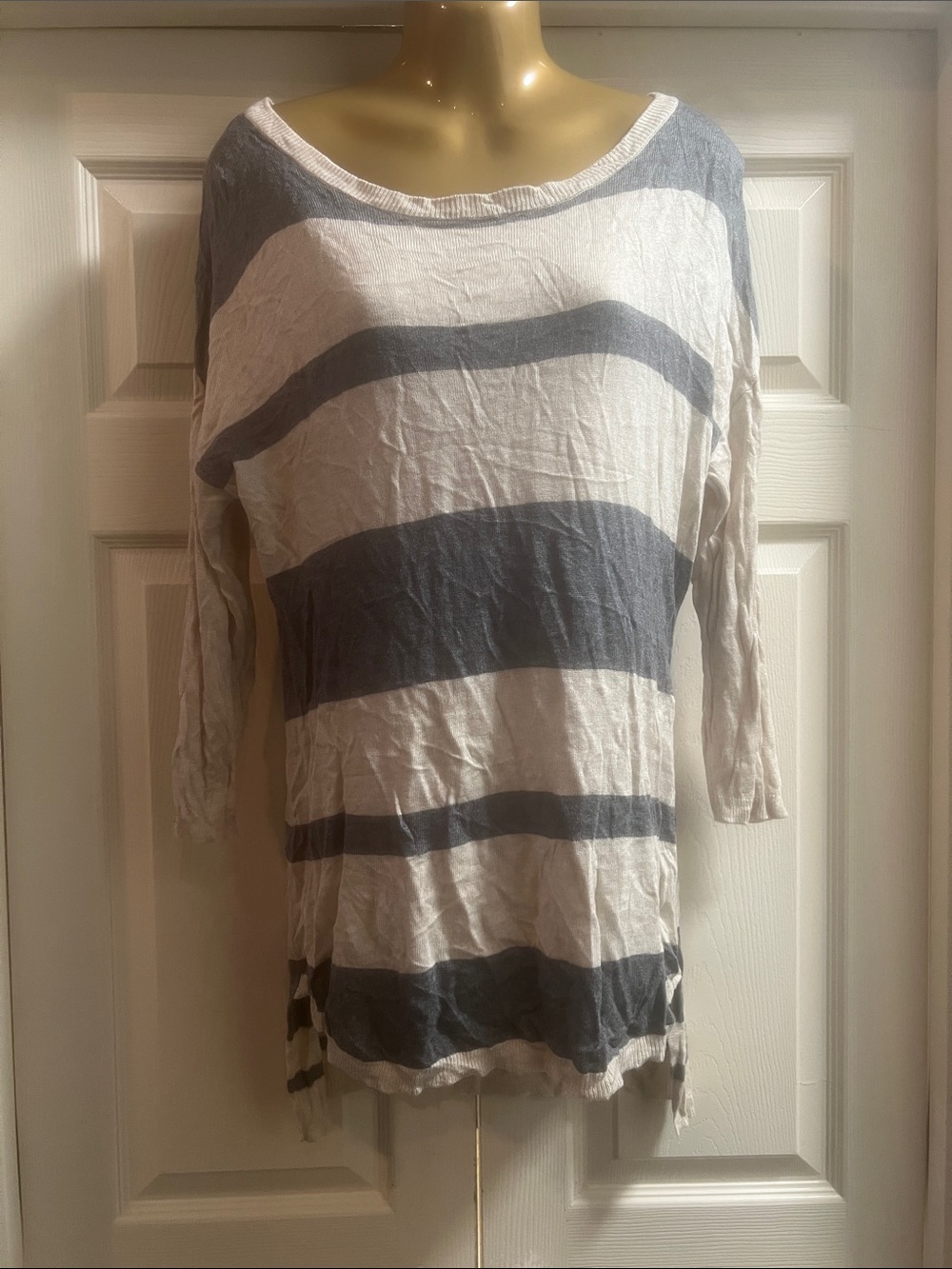 2 Piece Casual Striped Boatneck & Hooded Women top in Ivory and Gray (Bin 6-028)